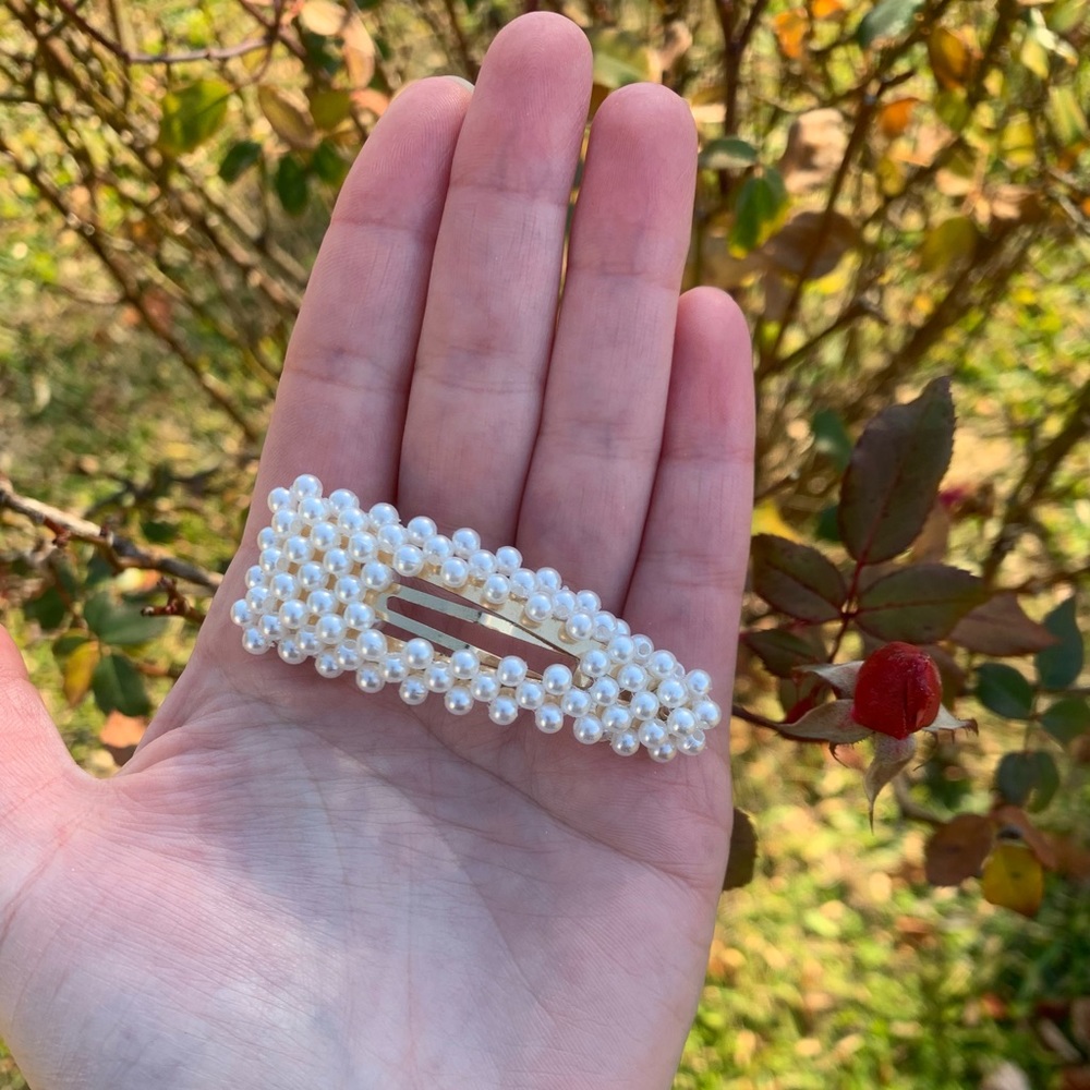 Embellished Gold Pearl Hair Clip | Classic Feminine Cottagecore - Picture 4 of 16
